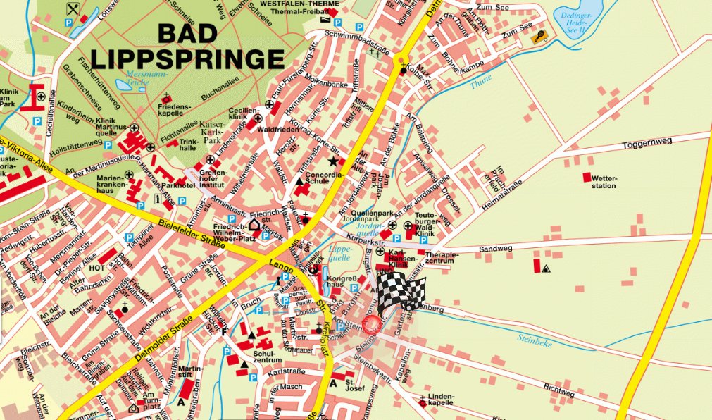 Die Lage der Ferienwohnung Tintelott auf dem Stadtplan von Bad Lippspringe