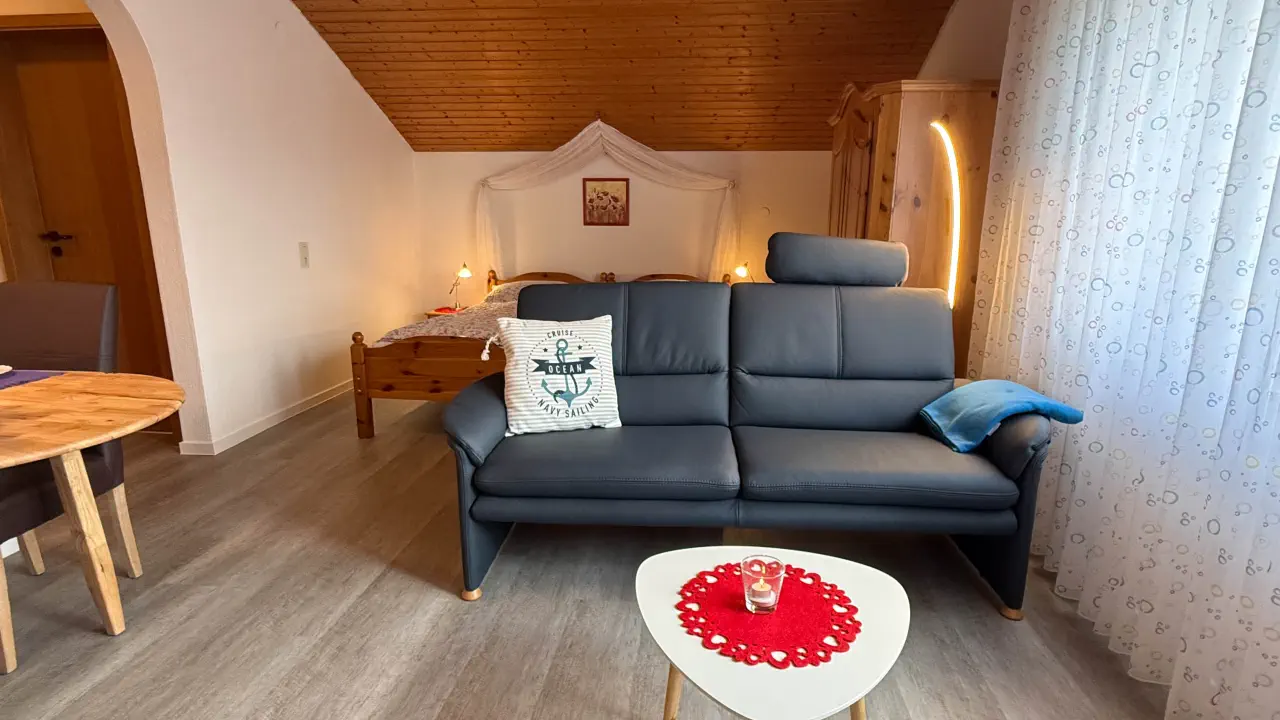 Blick auf das Sofa am Fenster